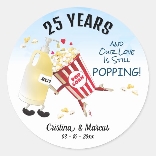 Sticker Rond Notre Amour Est Poppin Popcorn (Devant)