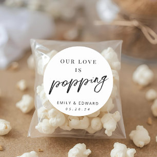 Sticker Rond Notre Amour Explose Favor de Popcorn de Mariage