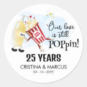Sticker Rond Notre Amour Fait Pétiller du Popcorn