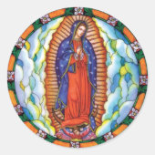 Sticker Rond Notre-Dame de Guadalupe Debout Vierge Marie Ciel (Devant)
