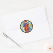 Sticker Rond Notre-Dame de Guadalupe Debout Vierge Marie Ciel (Enveloppe)