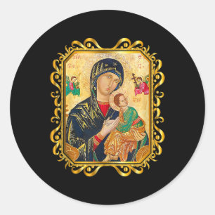 Sticker Rond Notre Dame De L'Aide Perpétuelle Béni Mère Mary Ch