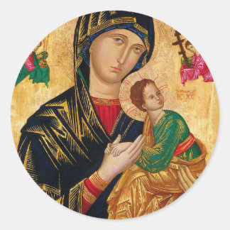 Sticker Rond Notre Dame de l'aide perpétuelle icône Vierge Mari