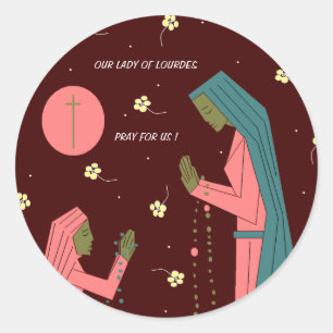 STICKER ROND NOTRE DAME OF LOURDES PRIENT POUR LES USA !