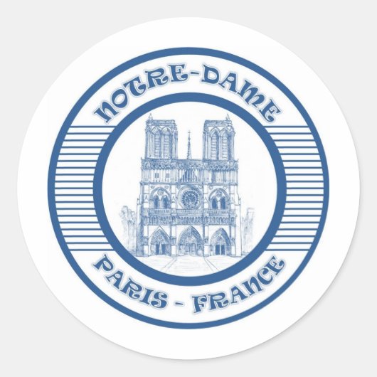STICKER ROND NOTRE-DAME PARIS BLUE (Devant)