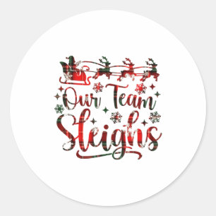 Sticker Rond Notre équipe renverse les rennes du Père Noël de N