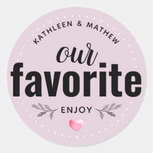 Sticker Rond Notre Favori Cadeau de Mariage Rose Fumé