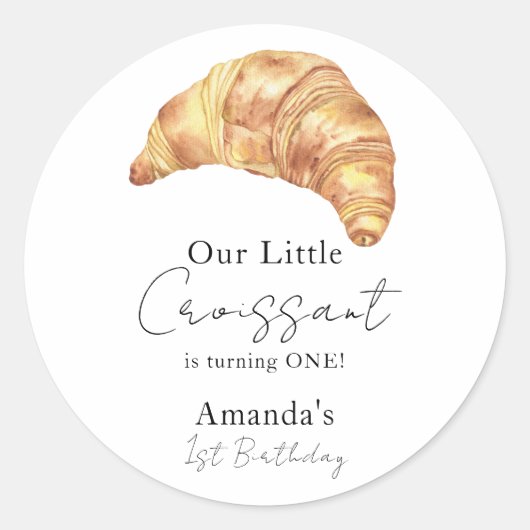 Sticker Rond Notre Little Croissant 1ère fête d'anniversaire (Devant)