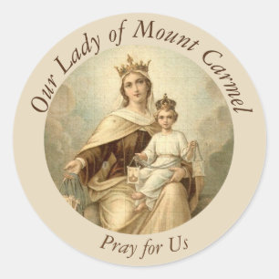 Sticker Rond Notre Madame de bébé Jésus du mont Carmel omopl