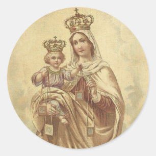Sticker Rond Notre Madame du mont Carmel avec le bébé Jésus