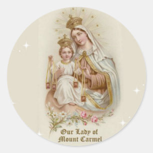 Sticker Rond Notre Madame du mont Carmel avec le bébé Jésus