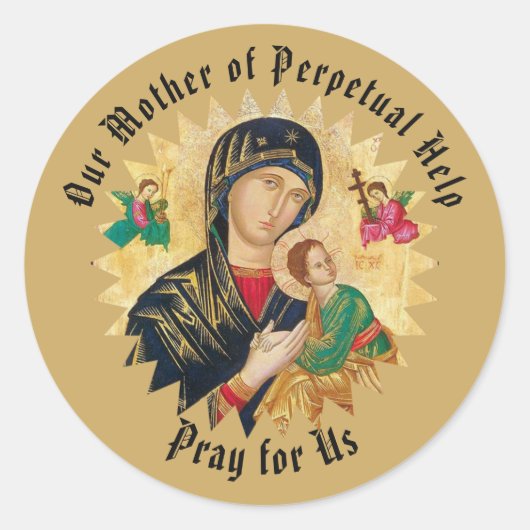 Sticker Rond Notre mère aide perpétuelle avec le bébé Jésus (Devant)
