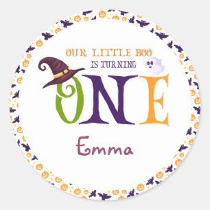 Sticker Rond Notre Petit Boo Turner Un, Halloween 1Er Anniversa