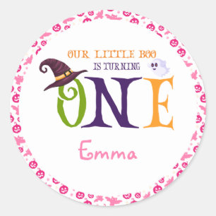 Sticker Rond Notre Petit Boo Turner Un, Halloween 1Er Anniversa