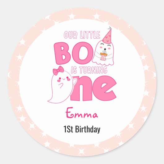 Sticker Rond Notre Petit Boo Turner Un, Halloween 1Er Anniversa (Devant)