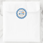 Sticker Rond Notre petit camion bleu Citrouille plaid 1er anniv (Sac)