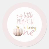 Sticker Rond Notre Petit Citrouille 1er anniversaire (Devant)