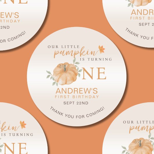 Sticker Rond Notre Petit Citrouille Automne automne 1er anniver