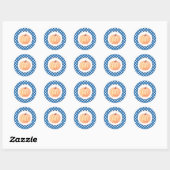 Sticker Rond Notre petit Citrouille bleu plaid premier annivers (Feuille)