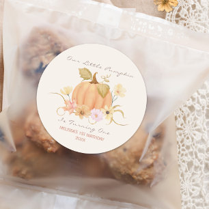 Sticker Rond Notre Petit Citrouille Floral Anniversaire