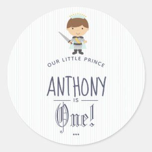 Sticker Rond Notre petit prince garçon fête d'anniversaire