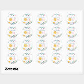 Sticker Rond Notre petit soleil Floral premier anniversaire (Feuille)