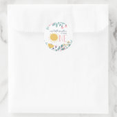 Sticker Rond Notre petit soleil Floral premier anniversaire (Sac)
