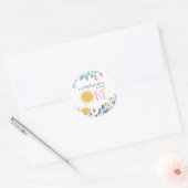 Sticker Rond Notre petit soleil Floral premier anniversaire (Enveloppe)
