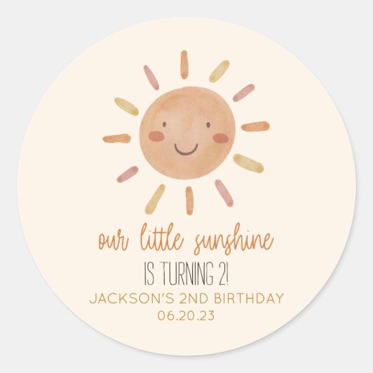Sticker Rond Notre Petit Soleil Jaune Jaune Anniversaire (Devant)