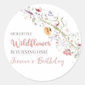 Sticker Rond Notre Petite Fleur sauvage Bébée Fille 1er anniver (Devant)