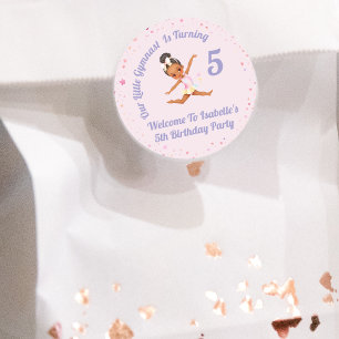 Sticker Rond Notre petite gymnaste fête ses 5 ans  Anniversaire