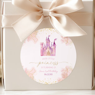 Sticker Rond Notre petite princesse Château Royal Fête d'annive