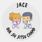 Sticker Rond Notre plaque de papier d'anniversaire Jiu Jitsu Ch (Devant)