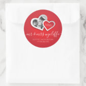 Sticker Rond Notre premier jour de la Saint-Valentin en tant qu (Sac)