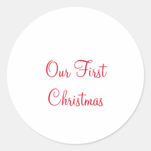 Sticker Rond Notre premier Noël ajouter nom de famille photo