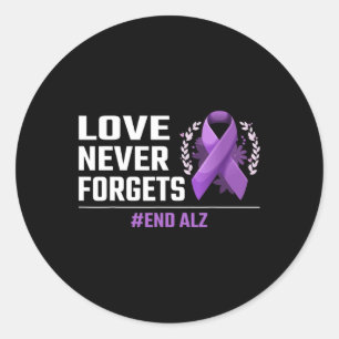 Sticker Rond N'oublie jamais Alzheimer Purple Ribbon Heimer Awa