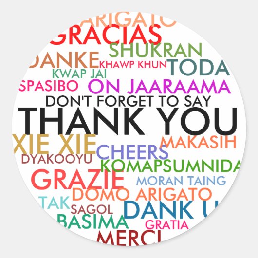 STICKER ROND N'OUBLIE PAS DE DIRE MERCI (Devant)