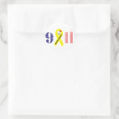 Sticker Rond N'oubliez jamais 9 11 Ruban jaune (Sac)
