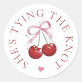 Sticker Rond Noueux Chic Moderne Cerise Fête de Mariage (Devant)
