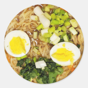 Sticker Rond Nouilles, Ramen Funny Soupe Photo