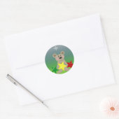 Sticker Rond Nounours avec étoiles de fête (Enveloppe)