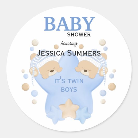 Sticker Rond Nounours couchage mignon Twin Baby Boys Douche Cl (Devant)