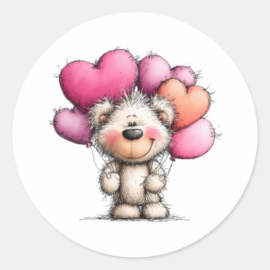 Sticker Rond Nounours d'amour mignon (Devant)