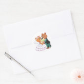 Sticker Rond Nounours du mariage s'embrasser (Enveloppe)