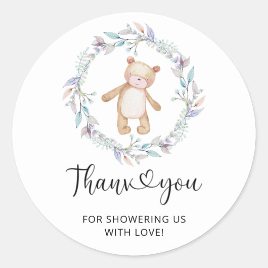 Sticker Rond Nounours ours merci (Devant)