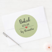 Sticker Rond Nourri avec nom de script vert amour (Enveloppe)