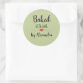 Sticker Rond Nourri avec nom de script vert amour (Sac)