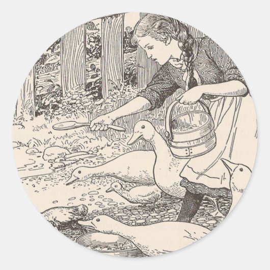 Sticker Rond Nourrir Les Canards (Devant)