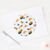 Sticker Rond Nourriture japonaise : Motif de sushi (Enveloppe)