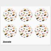 Sticker Rond Nourriture japonaise : Motif de sushi (Feuille)